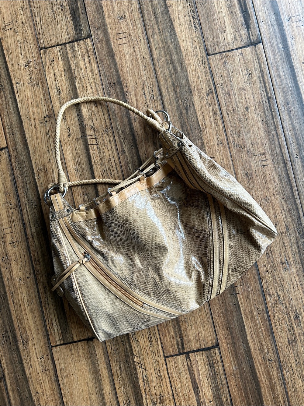 Sharif light brown snakeskin bag
